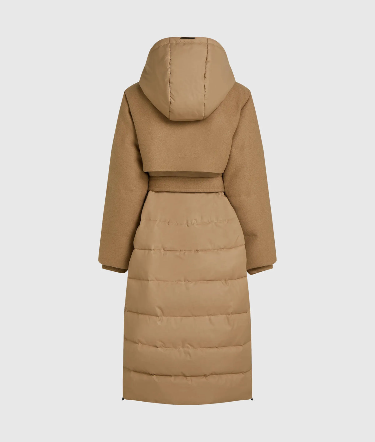 Belted long puffer jacket