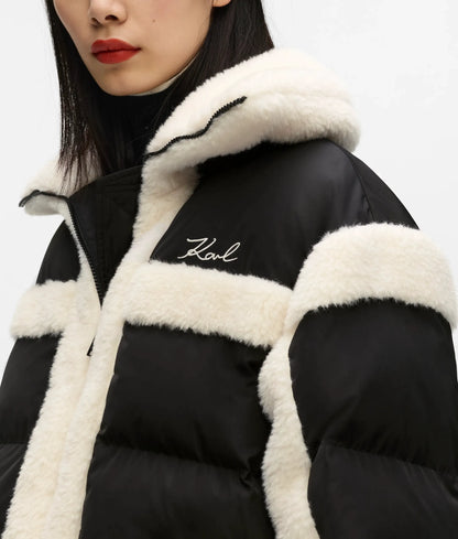 Faux-shearling puffer jacket