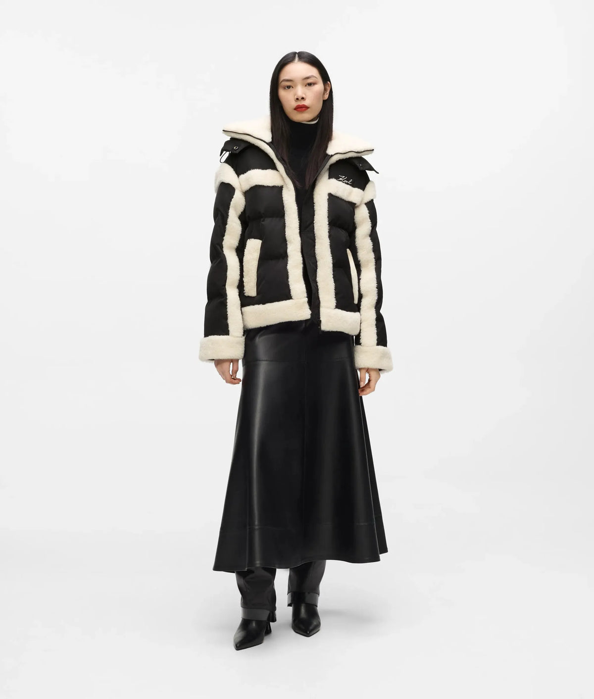 Faux-shearling puffer jacket