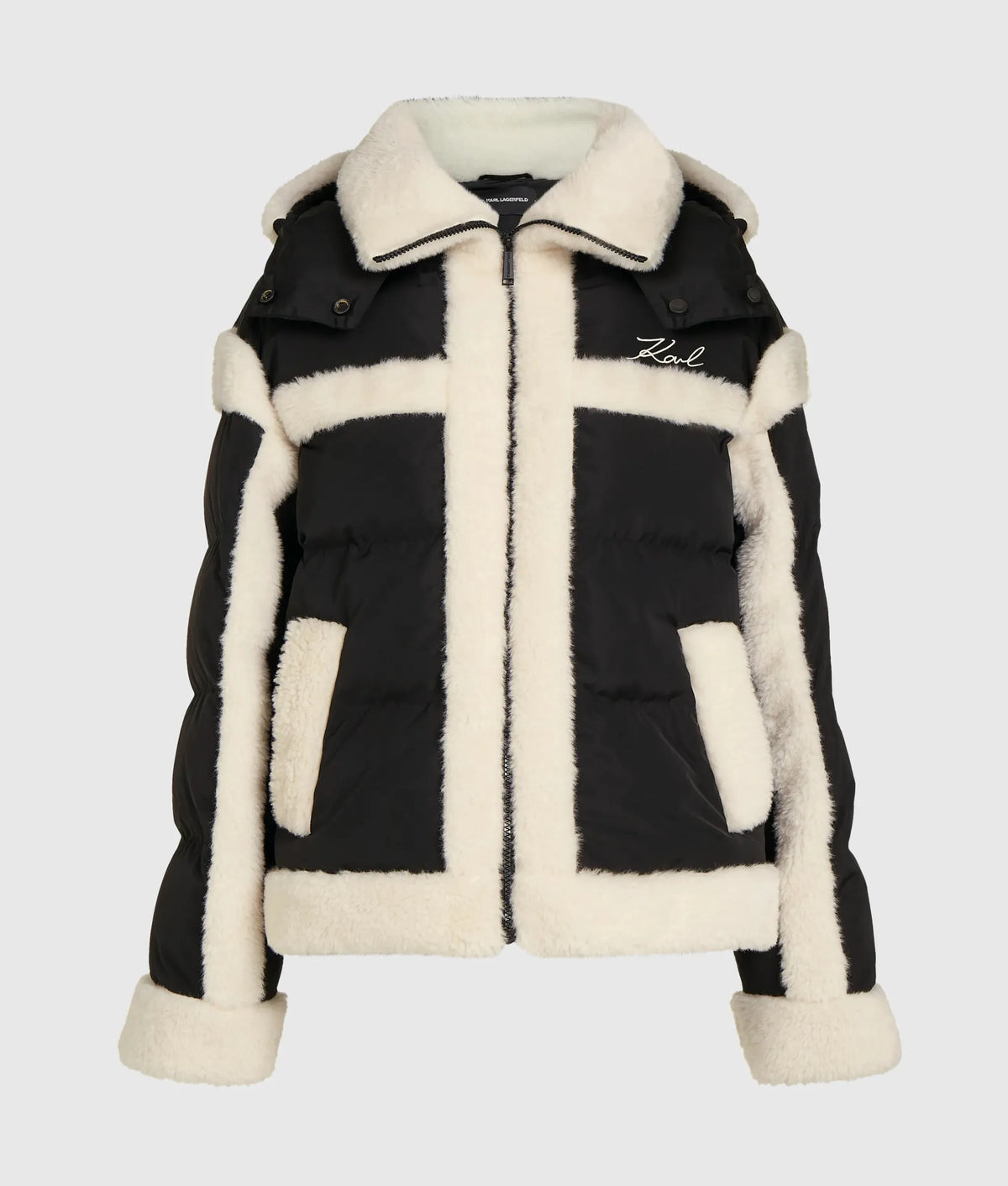 Faux-shearling puffer jacket