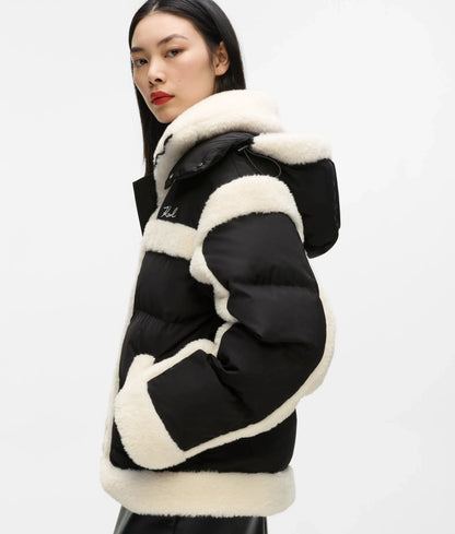Faux-shearling puffer jacket