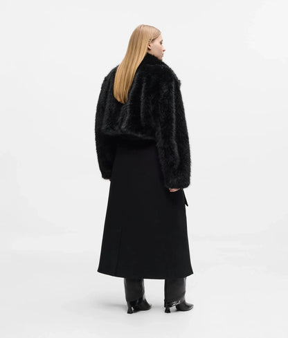 Transformable long faux-fur coat