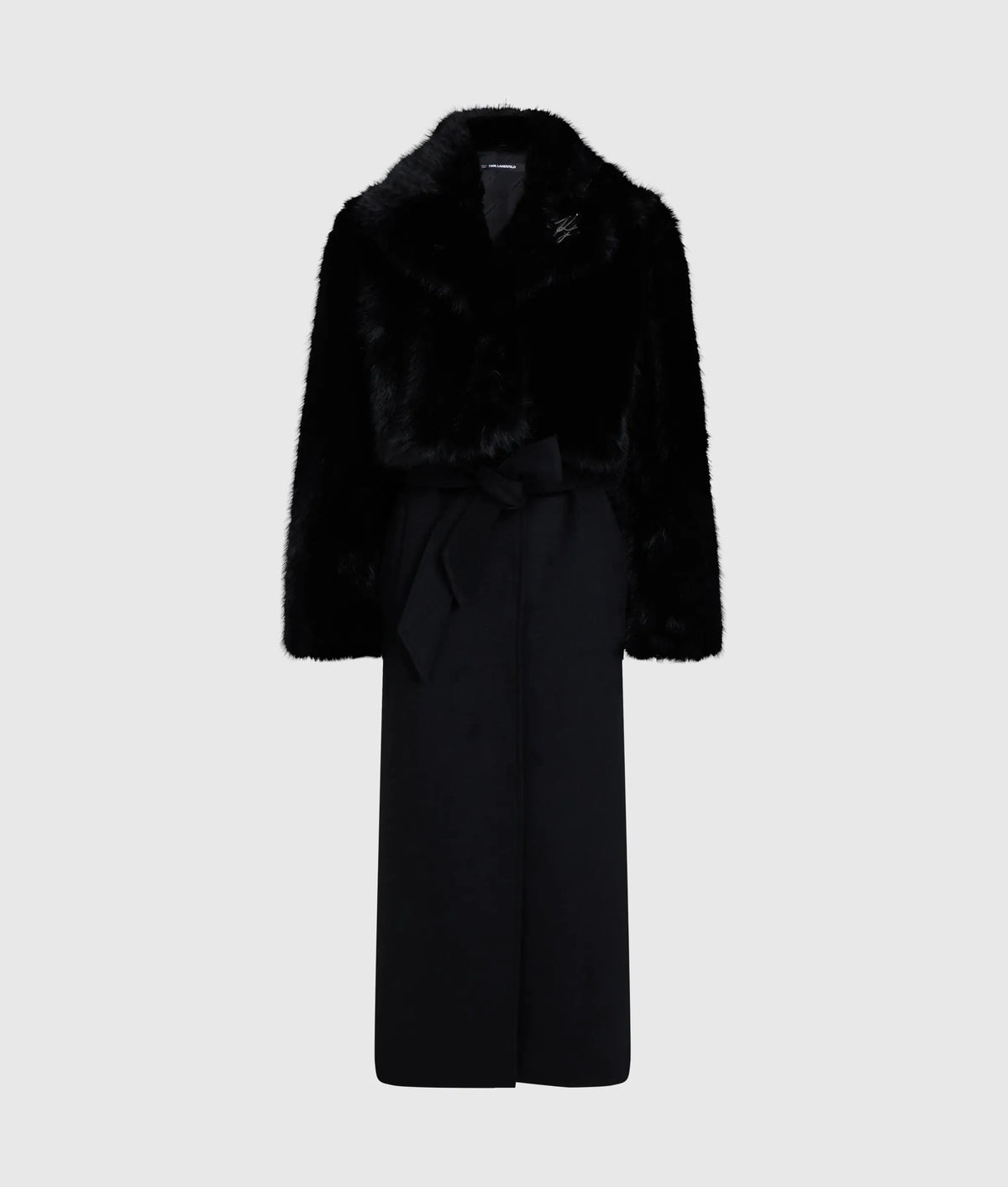 Transformable long faux-fur coat