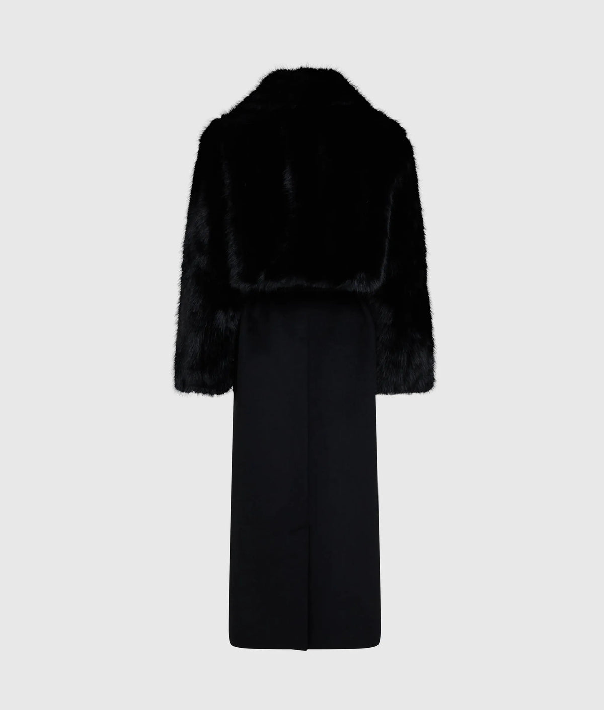 Transformable long faux-fur coat