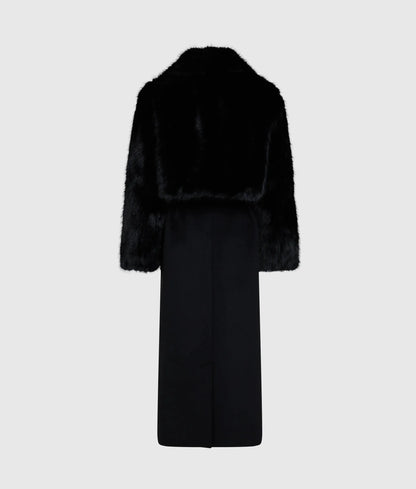 Transformable long faux-fur coat