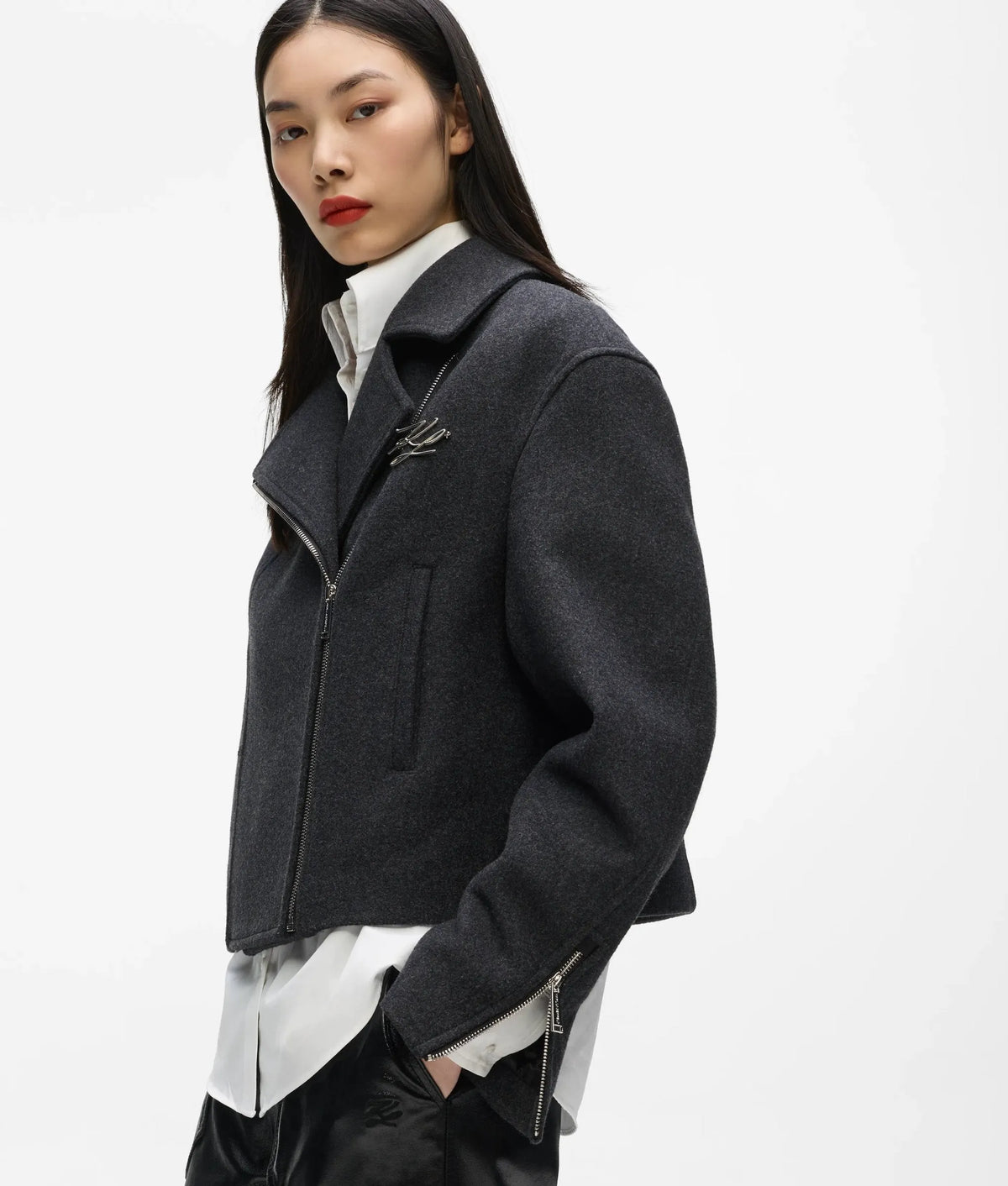 Wool-blend biker jacket