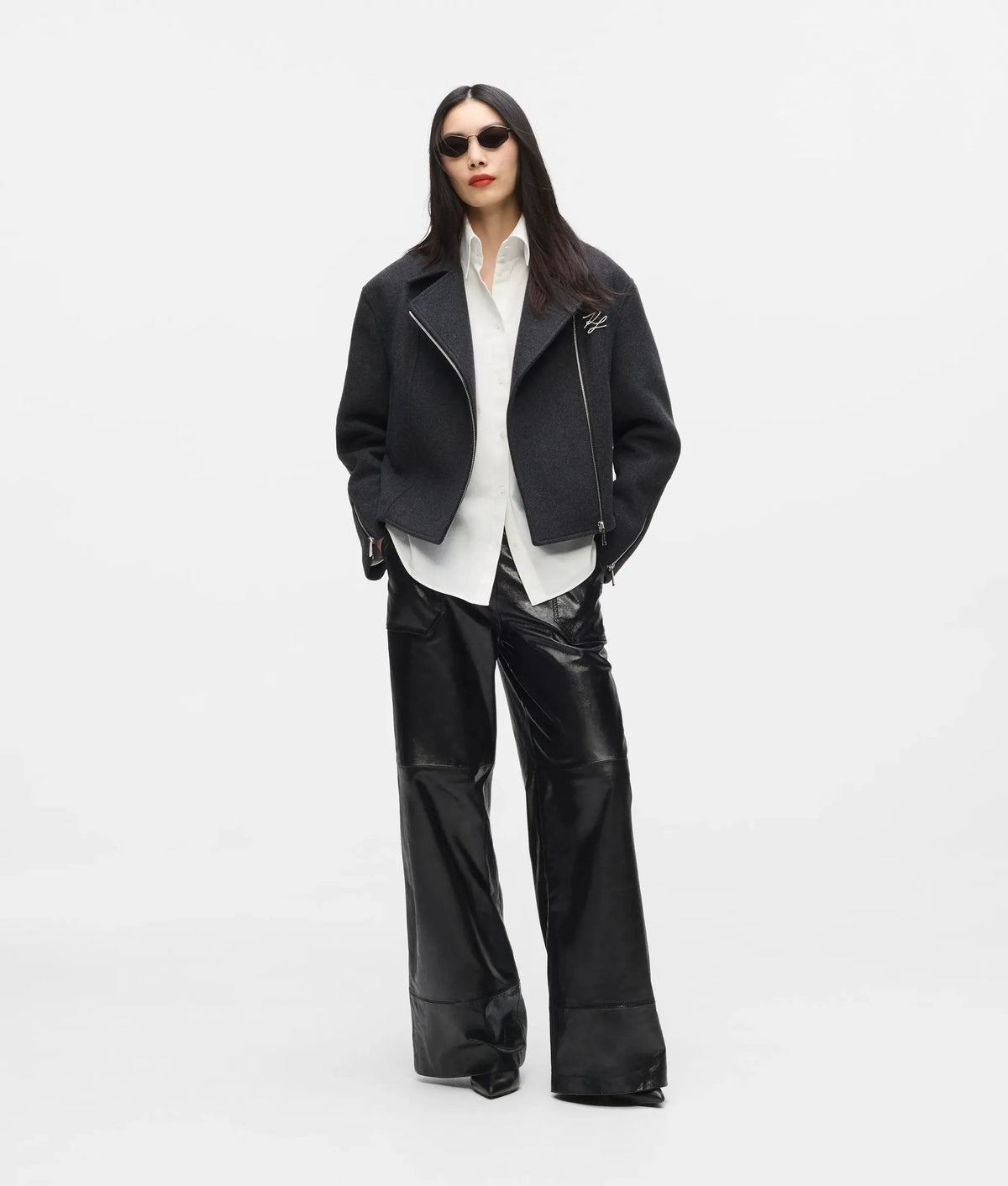 Wool-blend biker jacket