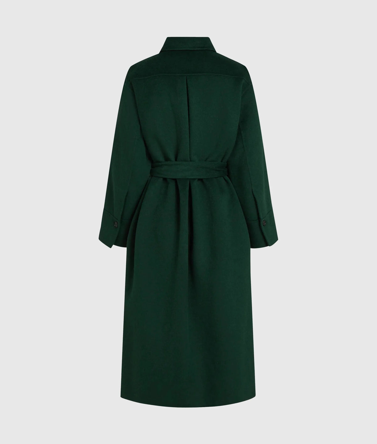 Belted long wool-blend coat