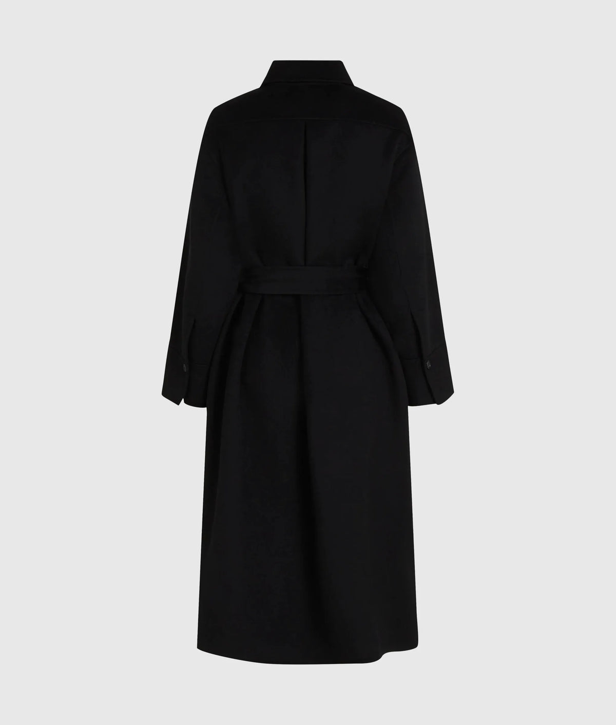 Belted long wool-blend coat
