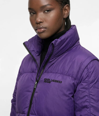 Ruched-sleeve puffer jacket