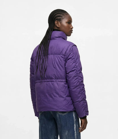 Ruched-sleeve puffer jacket