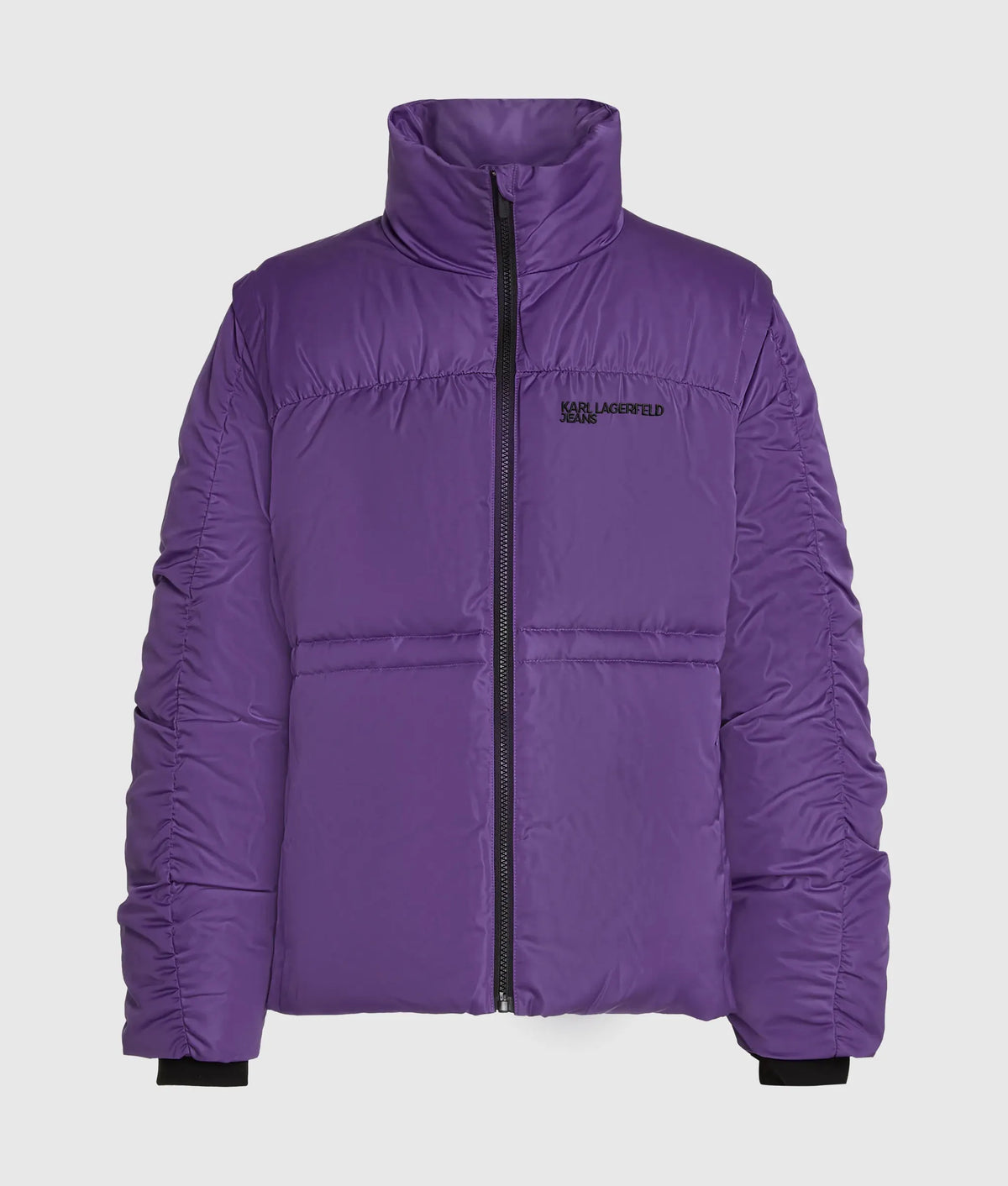 Ruched-sleeve puffer jacket
