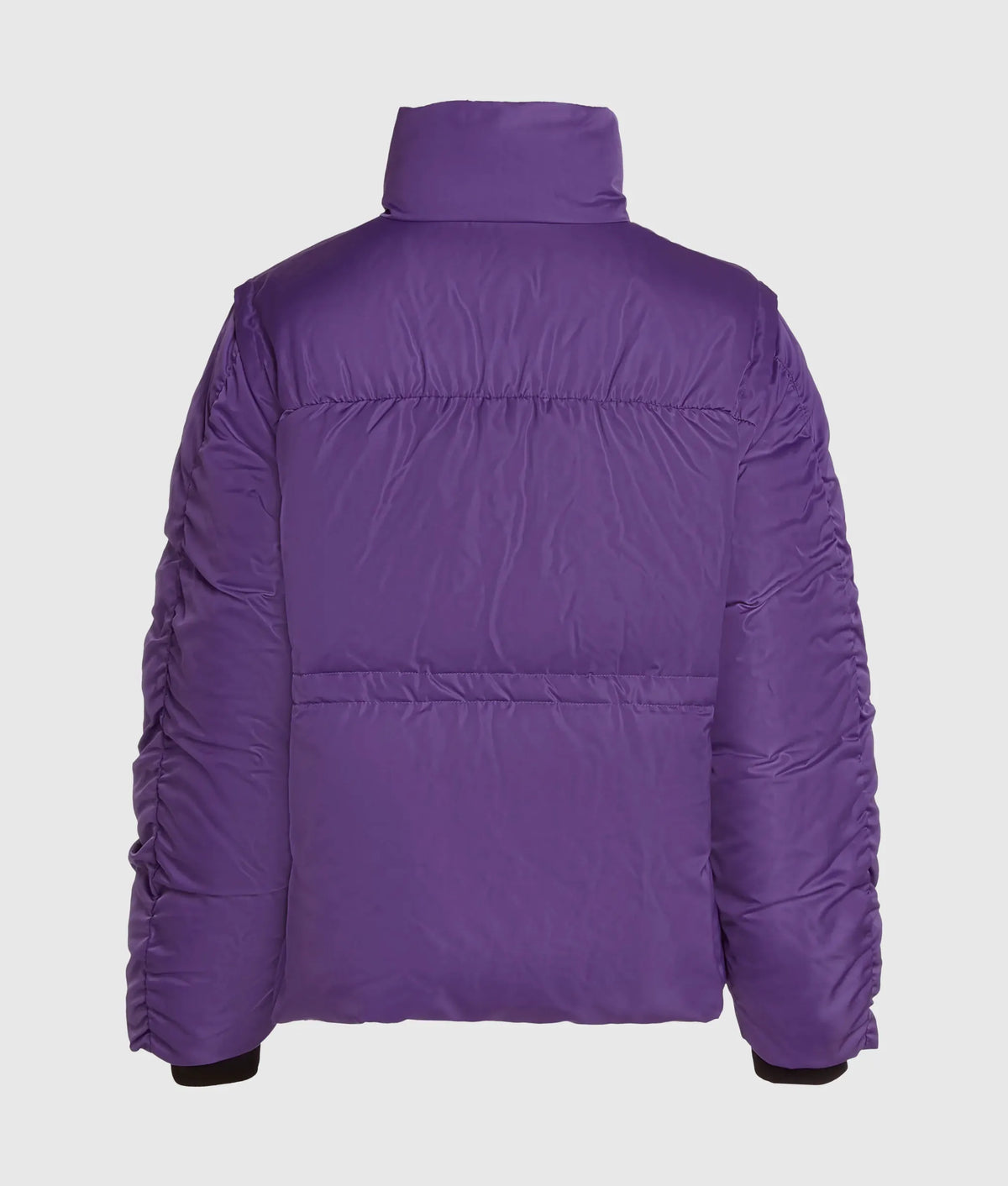 Ruched-sleeve puffer jacket