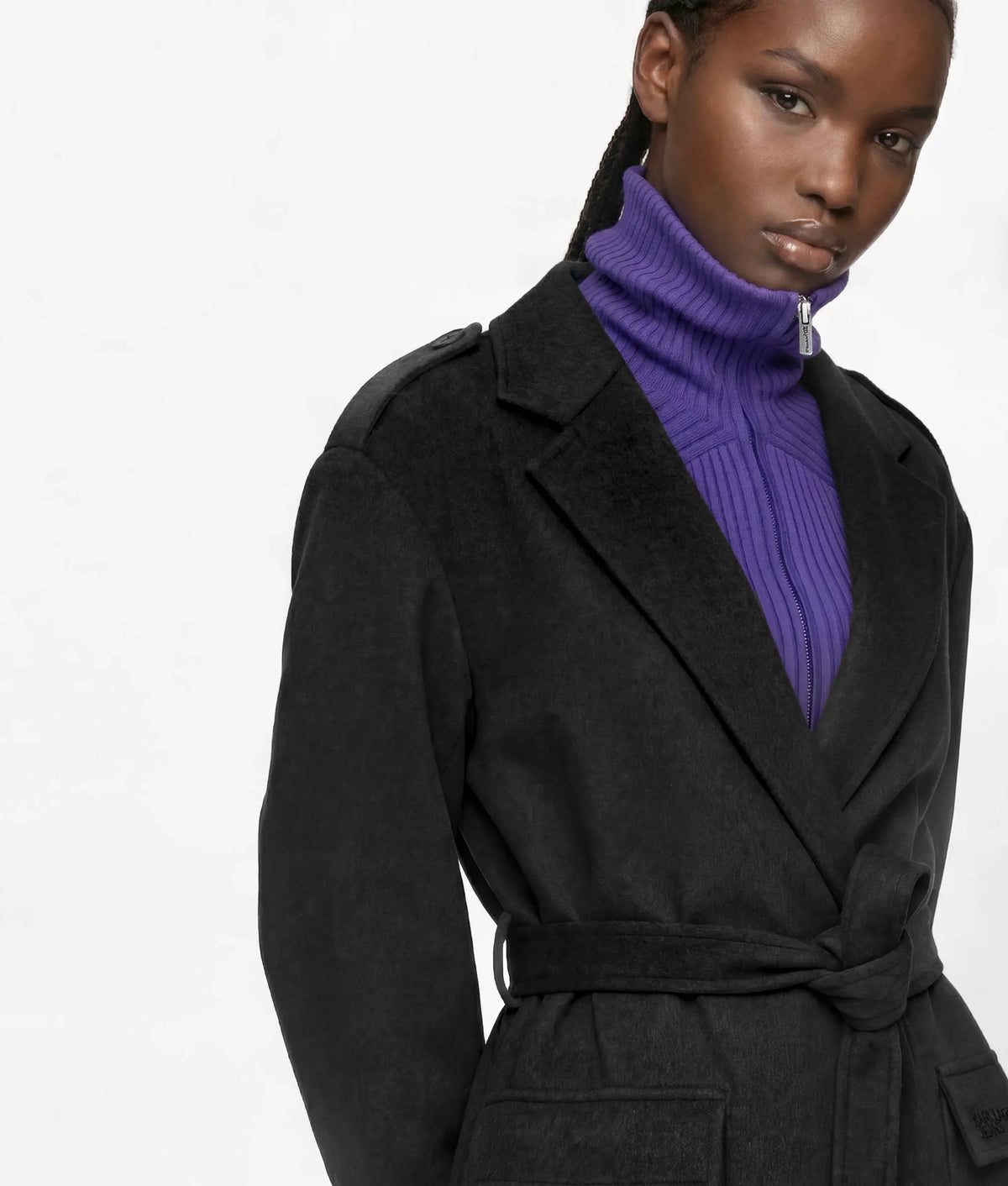 Wool-blend wrap coat