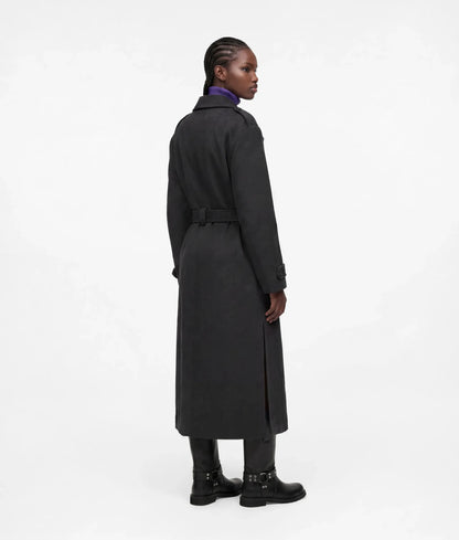 Wool-blend wrap coat