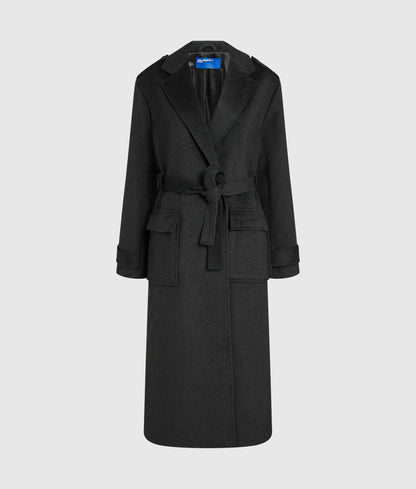 Wool-blend wrap coat