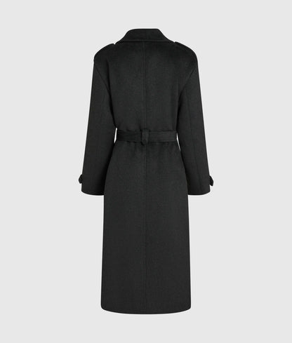 Wool-blend wrap coat