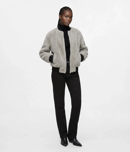 Reversible faux-fur bomber jacket