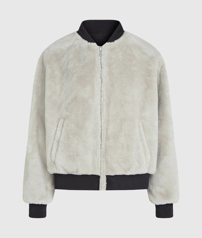 Reversible faux-fur bomber jacket