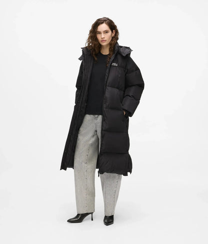 Long hooded puffer jacket