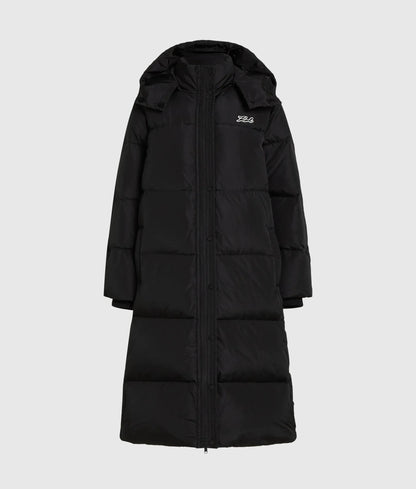 Long hooded puffer jacket