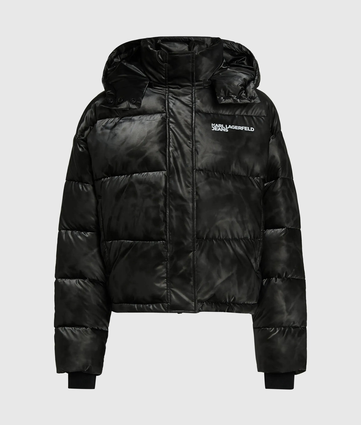 Cropped shiny puffer jacket