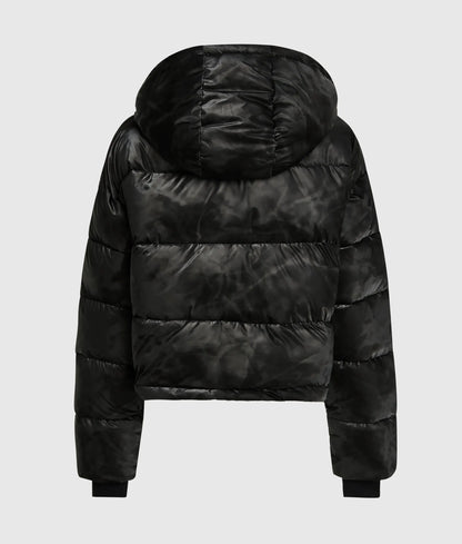Cropped shiny puffer jacket