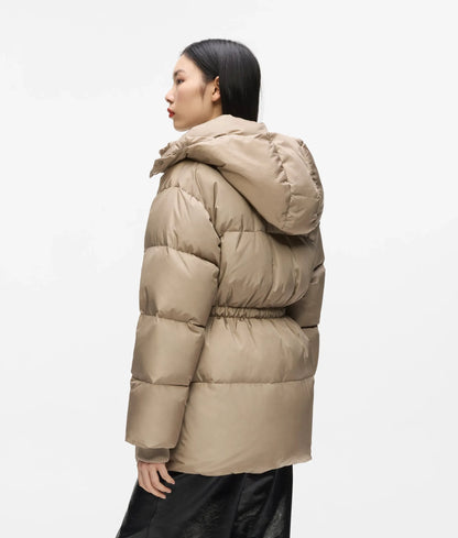 Cinched midi puffer jacket