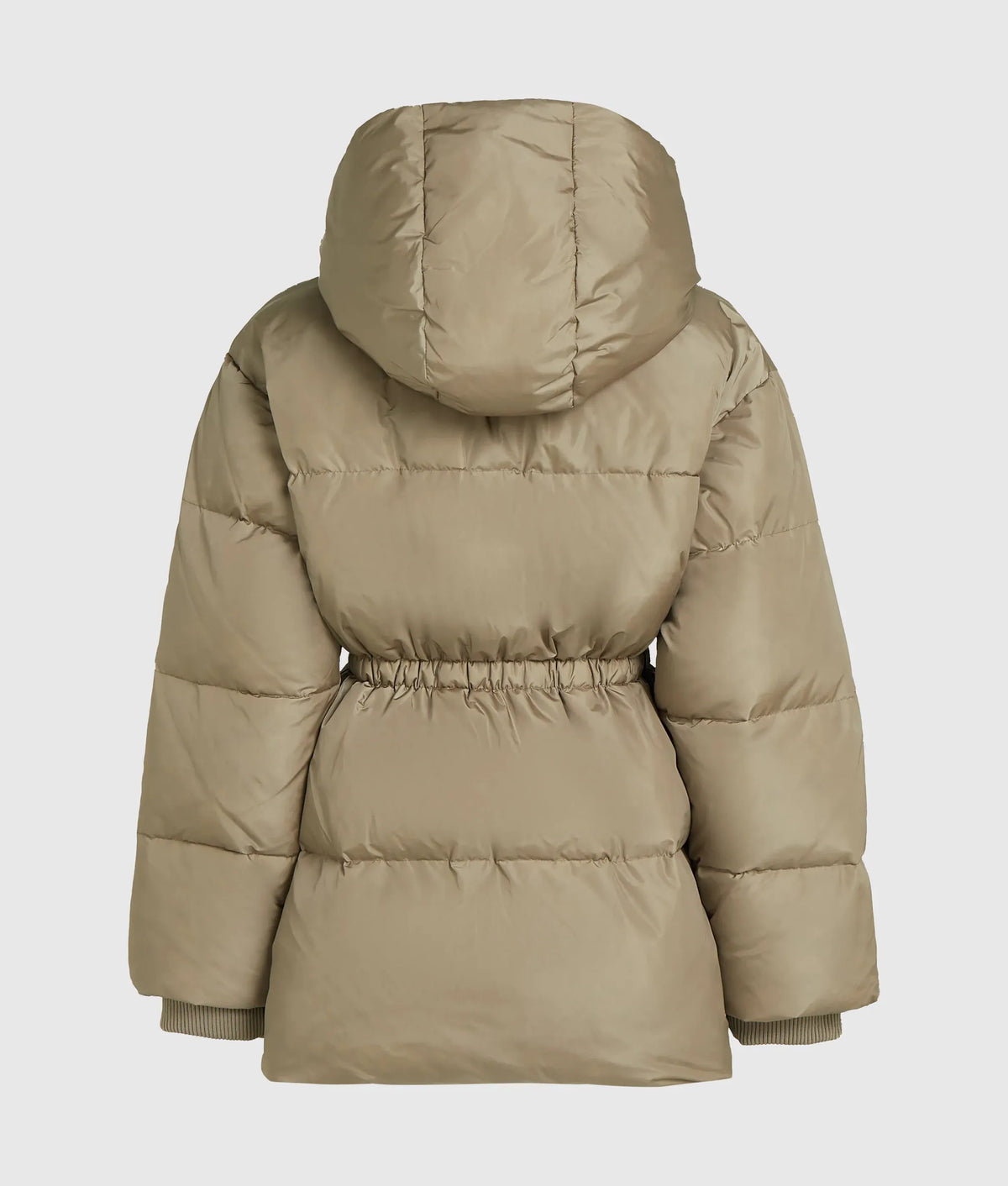 Cinched midi puffer jacket