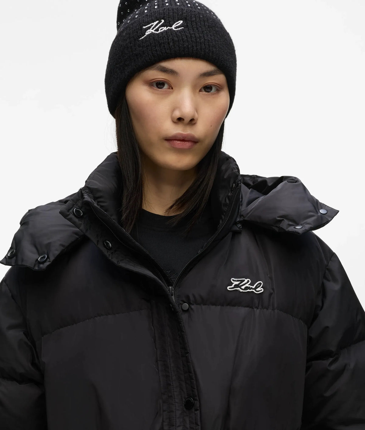 Cinched midi puffer jacket
