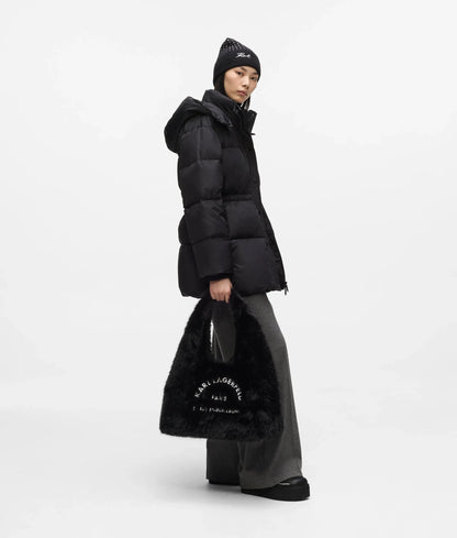 Cinched midi puffer jacket