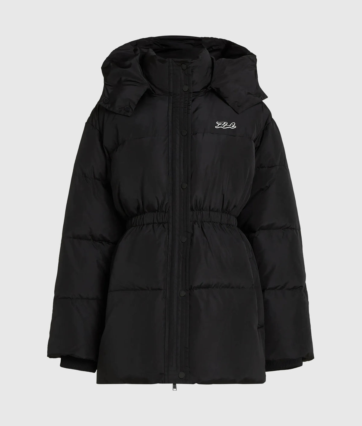 Cinched midi puffer jacket