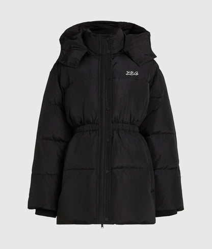 Cinched midi puffer jacket