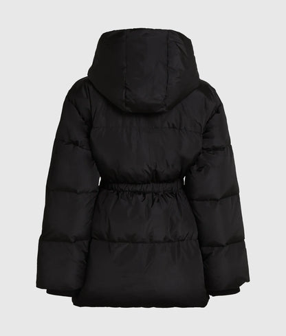 Cinched midi puffer jacket