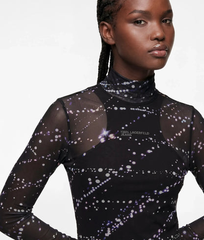 Mesh constellation print top