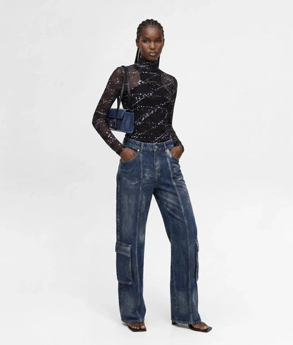 Mesh constellation print top