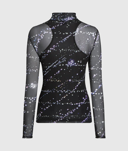 Mesh constellation print top