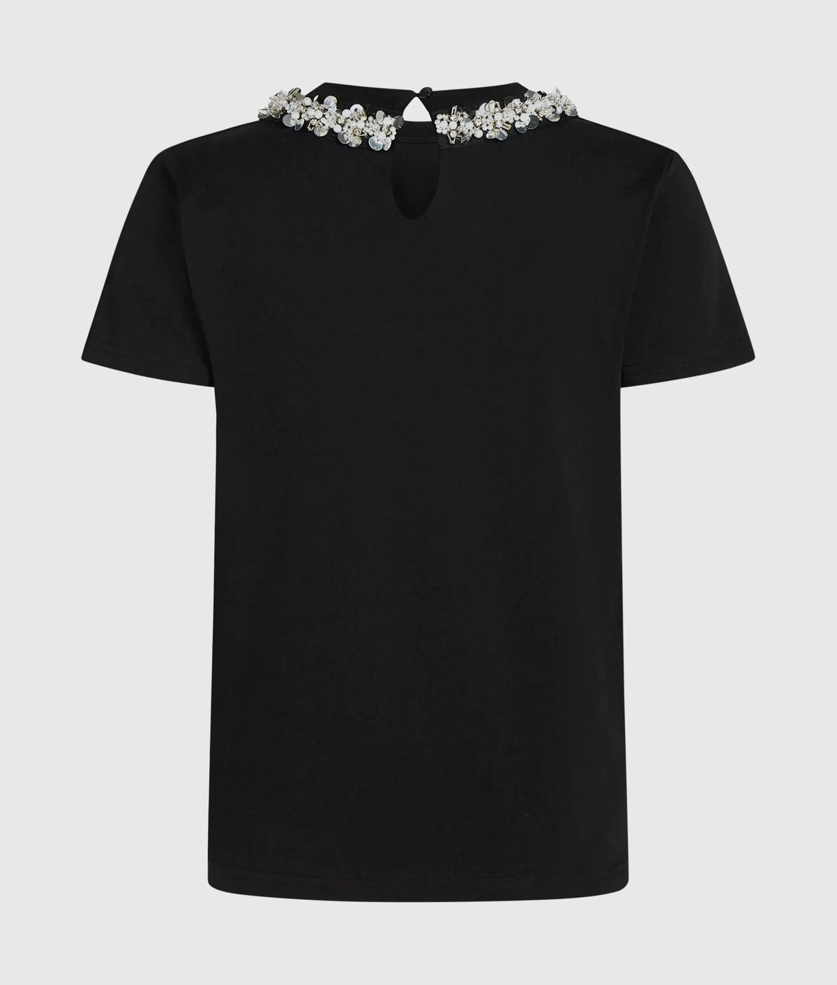 Beaded collar T-shirt