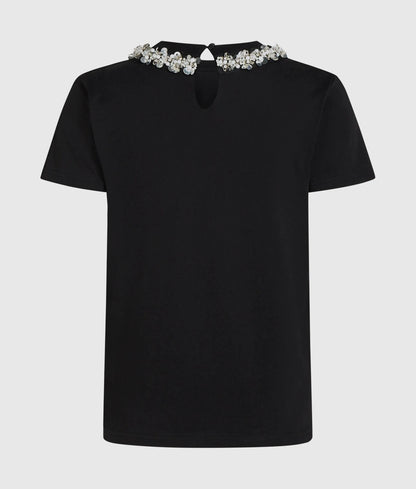 Beaded collar T-shirt