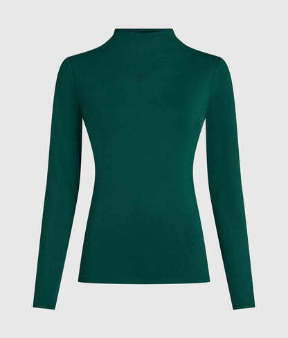 Mock neck long-sleeved top
