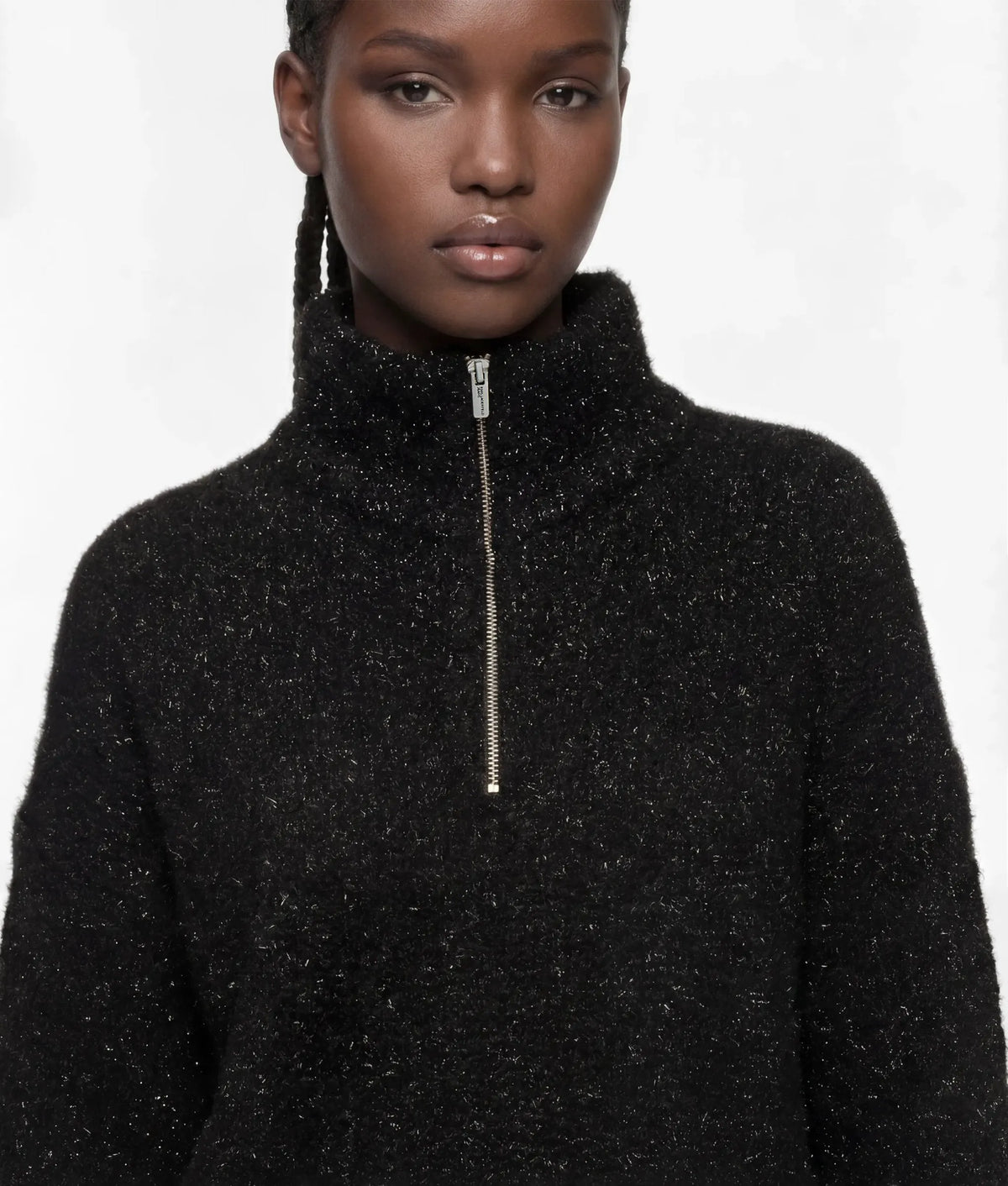 Fluffy half-zip sweater