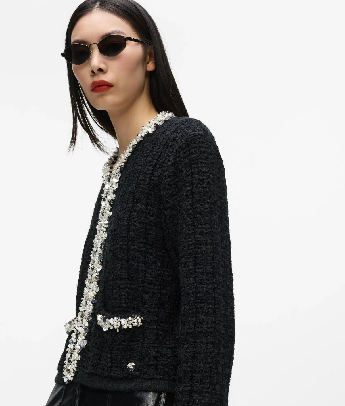 Textured beaded cardigan