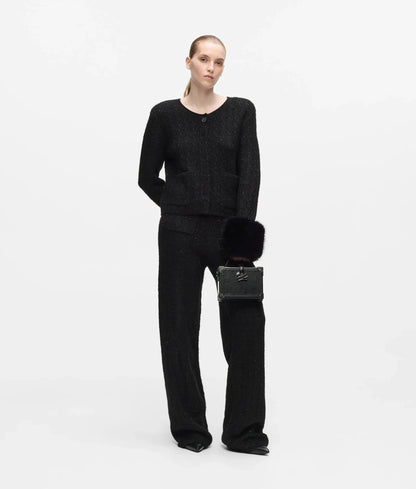 Faux-fur knitted cardigan