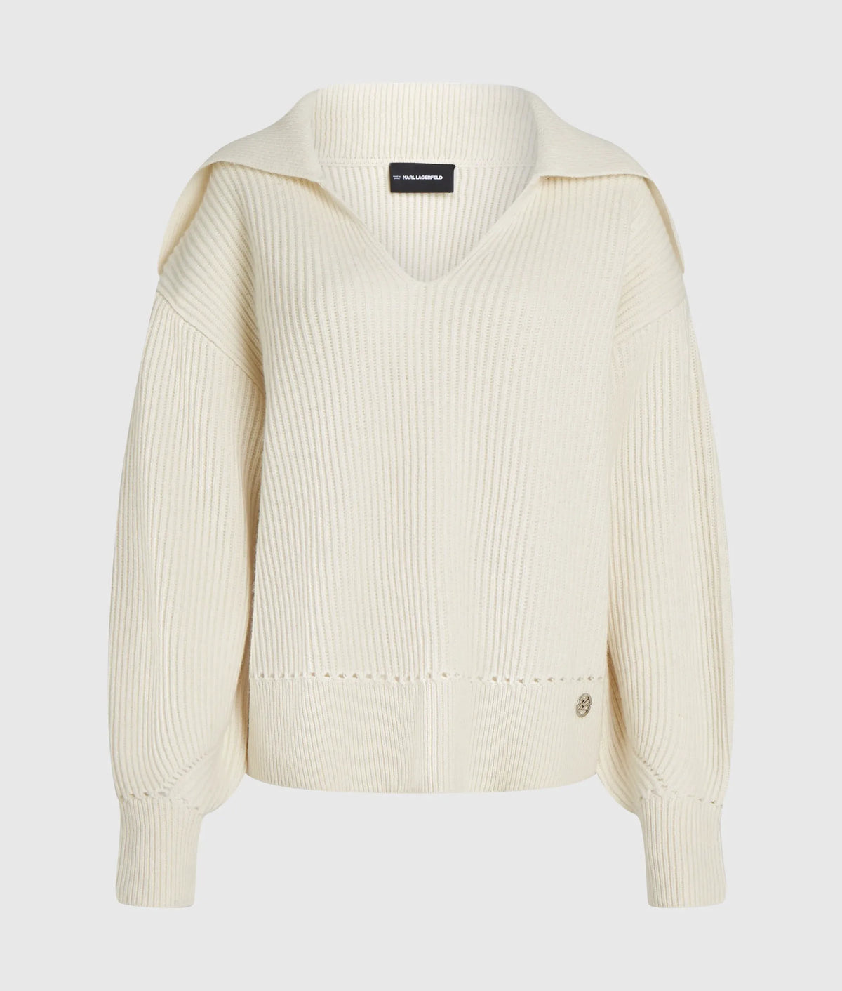 Wide collar V-neck sweater