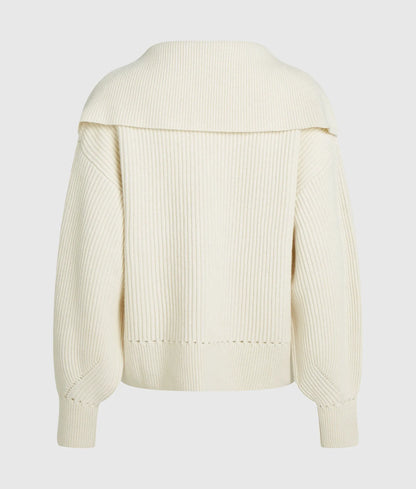 Wide collar V-neck sweater
