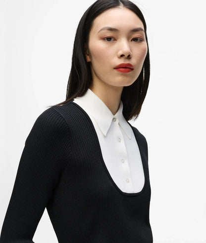 Shirt detail sweater
