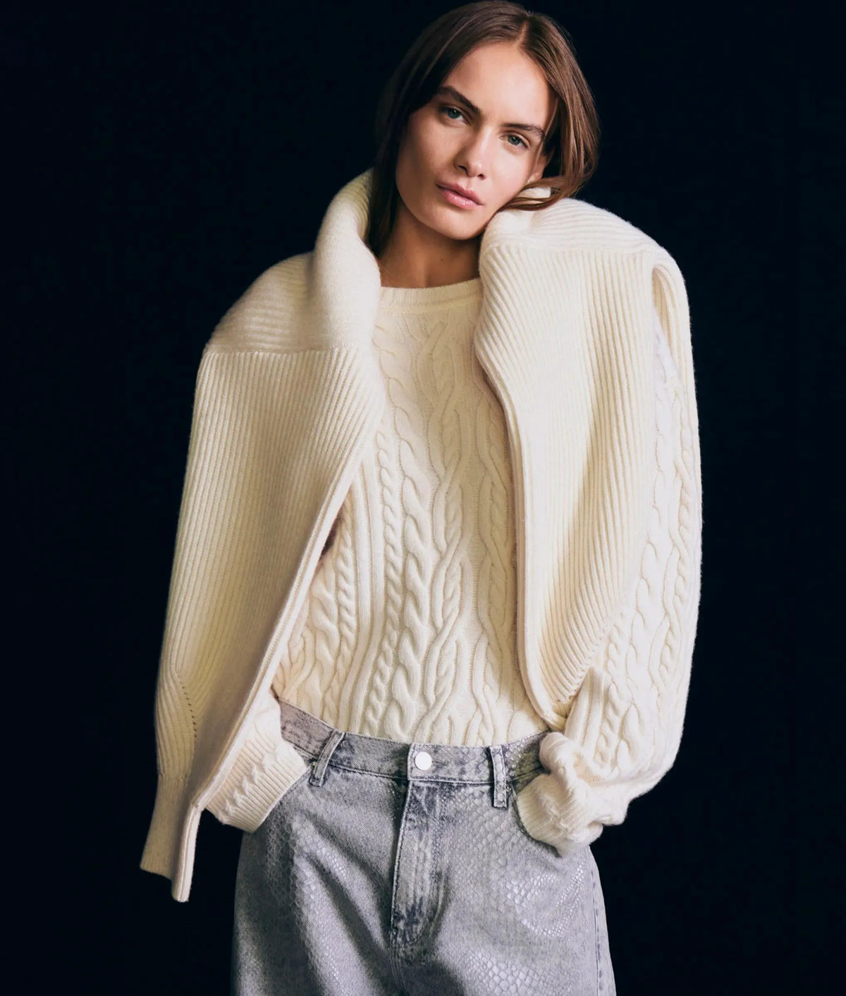 Chunky cable knit sweater