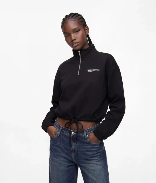 Half-zip drawcord hem sweatshirt