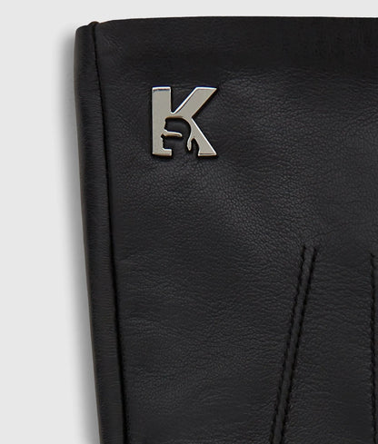 K logo leather gloves