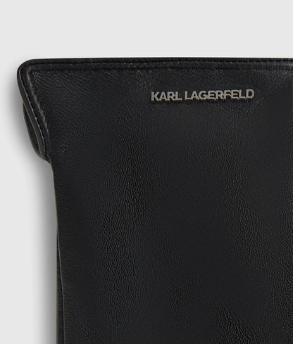Logo leather gloves